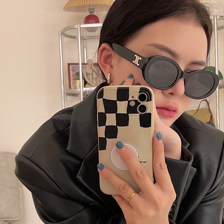 Celine 新款同款復古法式黑色大框橢圓墨鏡歐美太陽眼鏡防曬遮陽必備-3