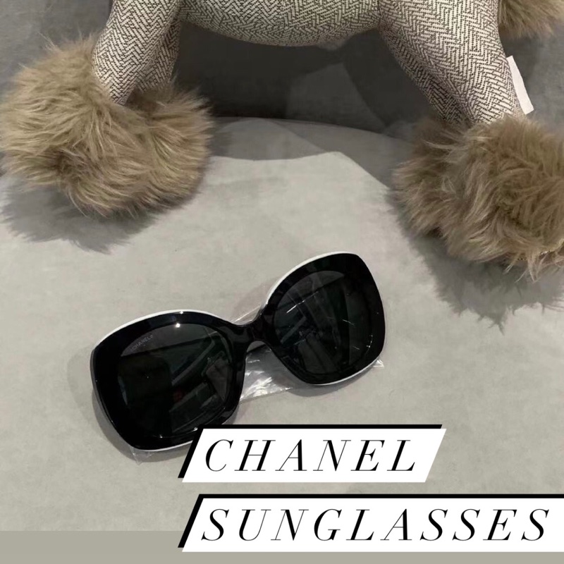 Chanel香奈兒新款同款太陽眼鏡墨鏡黑白拼色熊貓字母logo白色2022走秀-2