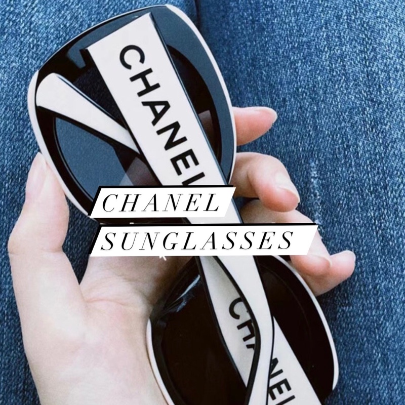 Chanel香奈兒新款同款太陽眼鏡墨鏡黑白拼色熊貓字母logo白色2022走秀-3