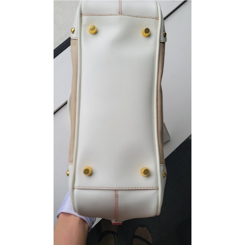 [正品名牌包 ] PRADA 經典三角浮雕LOGO手提包-4