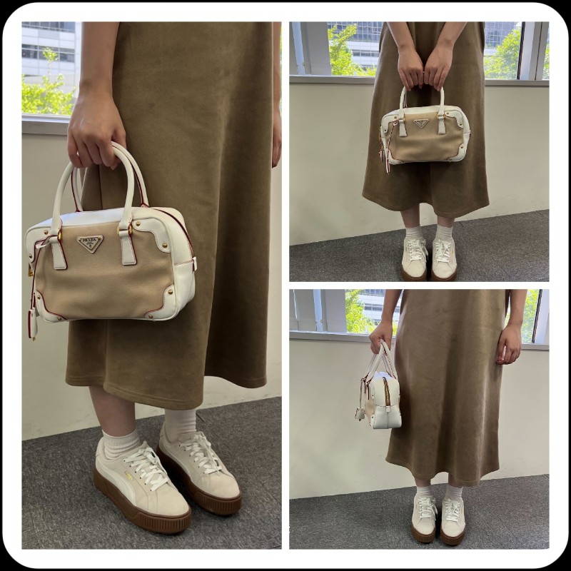 [正品名牌包 ] PRADA 經典三角浮雕LOGO手提包-9