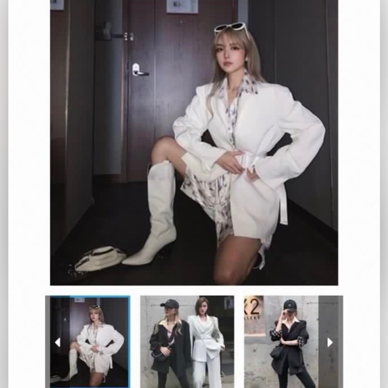 全新含吊牌Grace Chow周揚青 白色復古西裝外套 M-4