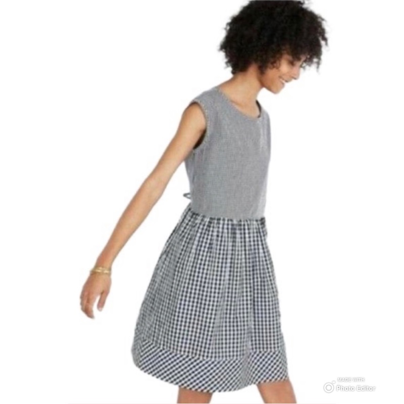 美國 Madewell 經典黑白格洋裝-1