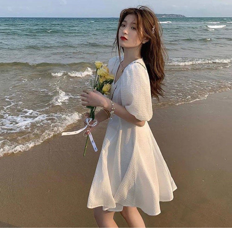 海邊 穿搭 洋裝 連身裙 清新 韓系 海灘穿搭 出遊穿搭 #洋裝-1