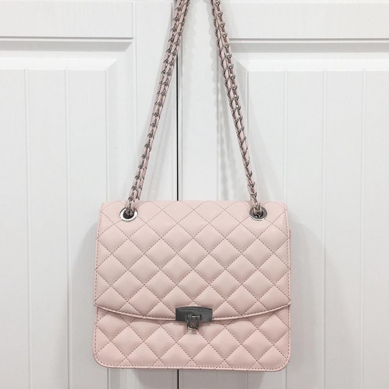 小CK淡粉色菱格小香風肩背/側背/手提包-0