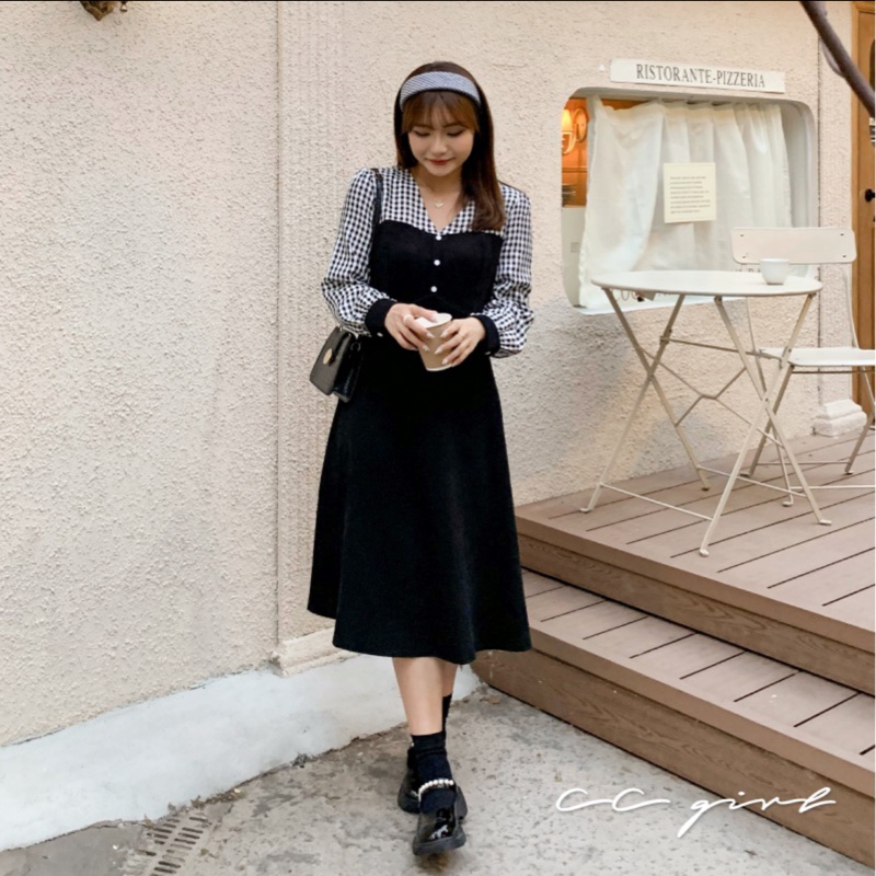 cc girl 格子長洋裝 L-3
