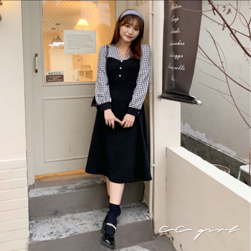 cc girl 格子長洋裝 L-4