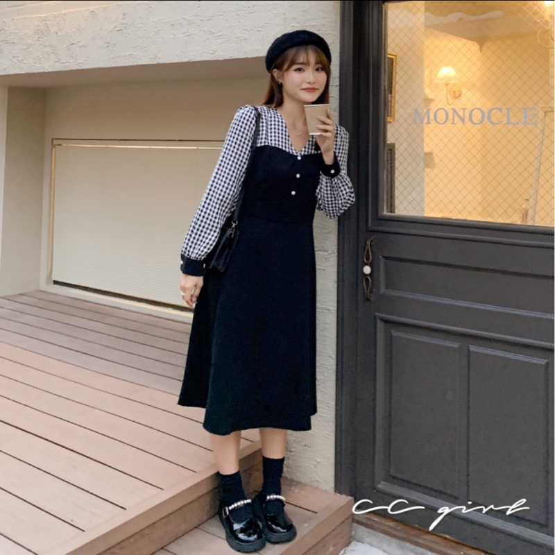cc girl 格子長洋裝 L-5