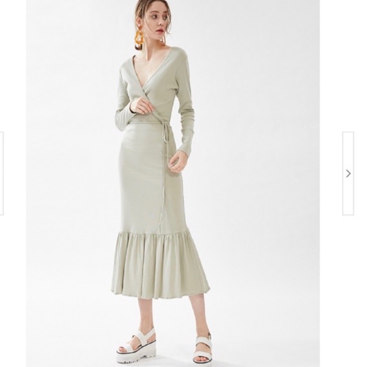 日系品牌SNIDEL雙面穿薄荷奶綠氣質洋裝（全新）-1