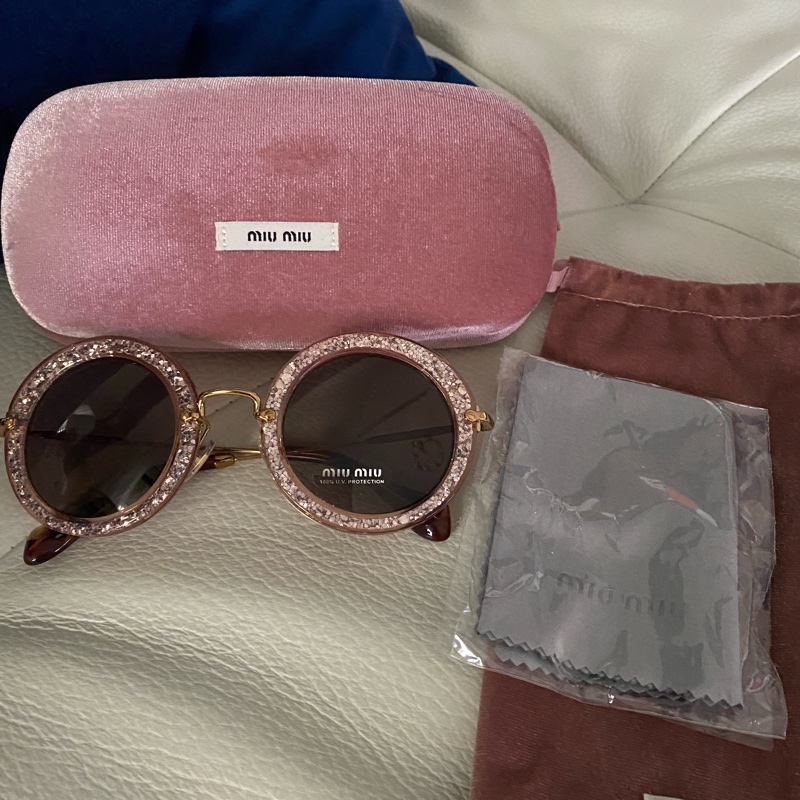 Miumiu 粉粉圓框墨鏡 (for695862小丸子專屬）-1