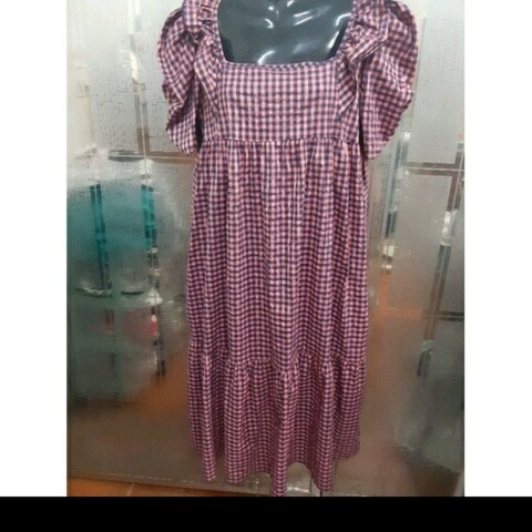 全新 專櫃正品《ZARA》紅藍格紋荷葉邊洋裝