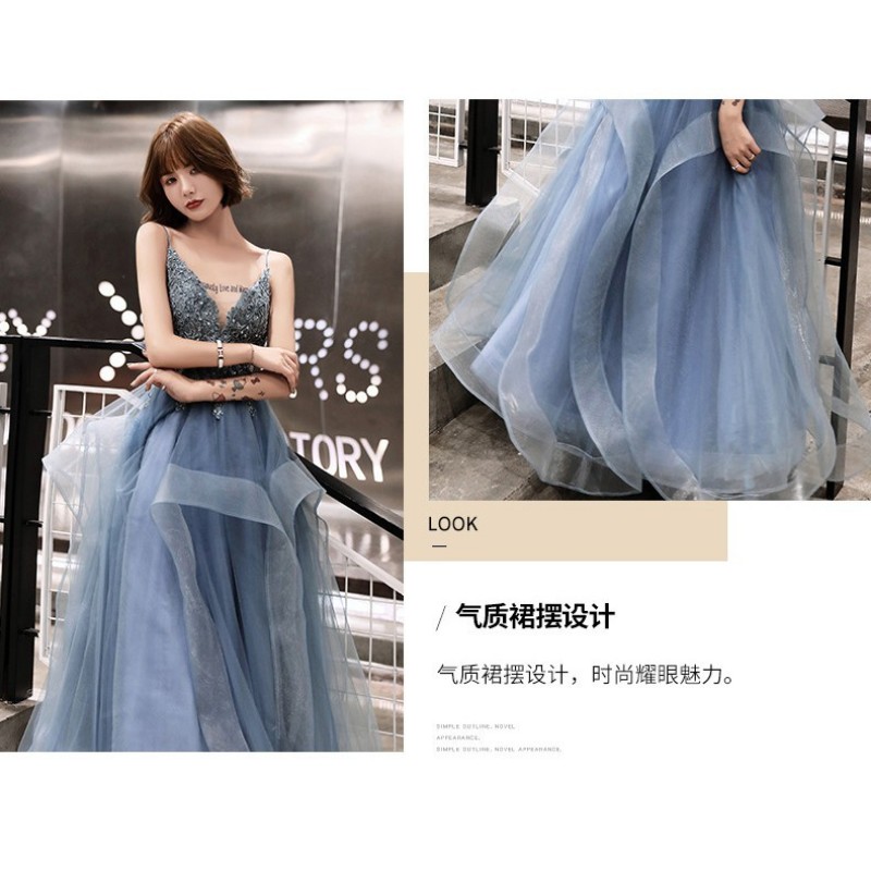 長款吊帶裙修身小禮服，宴會服-4