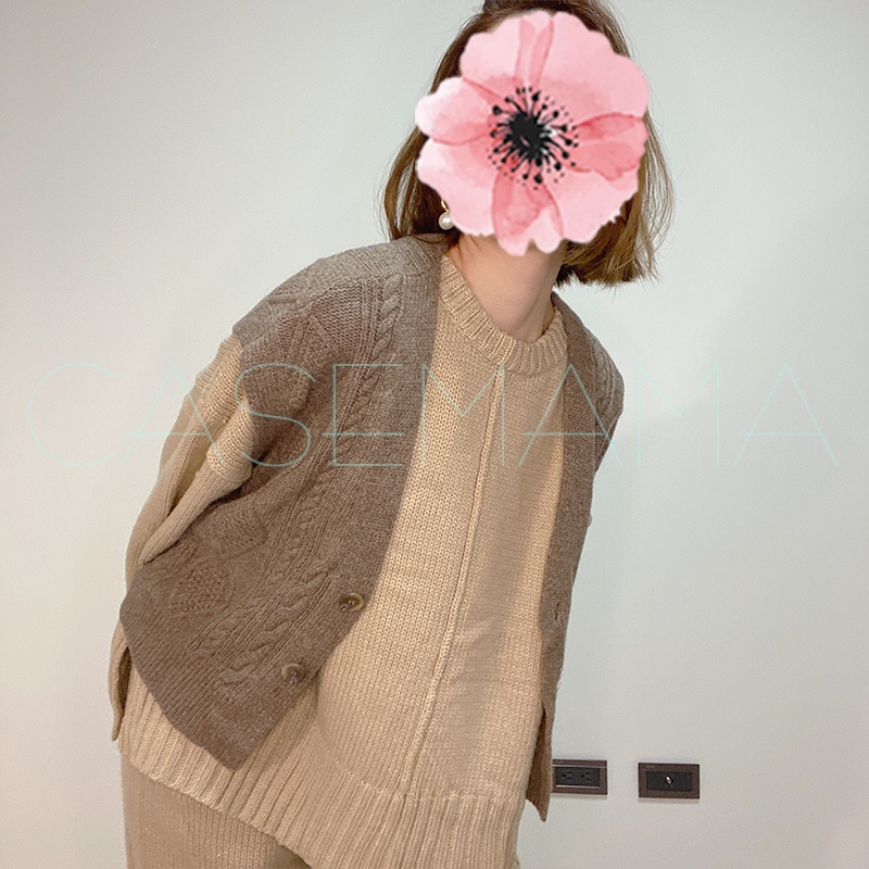 9成新 正韓代購 韓國東大門代購　森林系 日系 街頭 個性 粗針織 麻花 落肩 背心-1