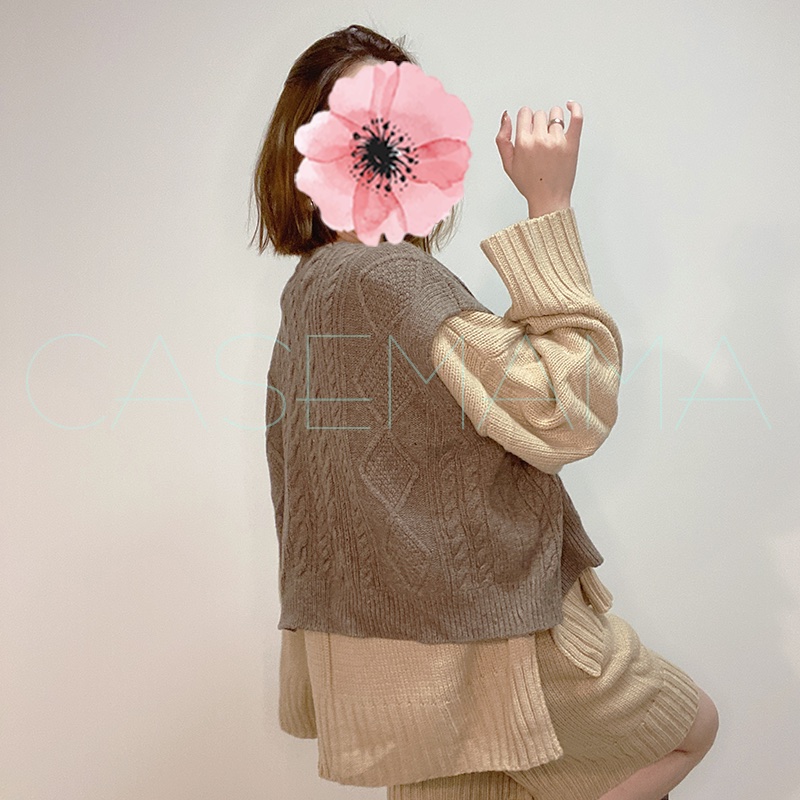 9成新 正韓代購 韓國東大門代購　森林系 日系 街頭 個性 粗針織 麻花 落肩 背心-2