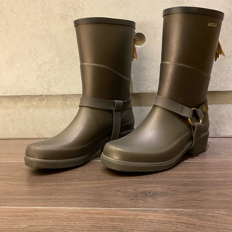 Aigle中筒雨靴軍綠色36號-0