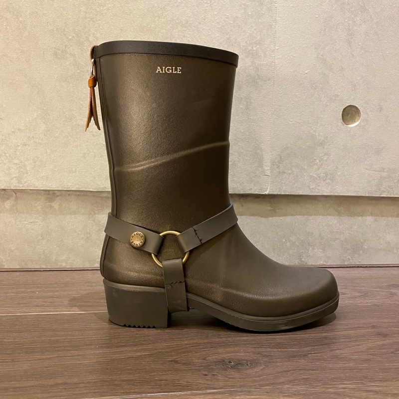 Aigle中筒雨靴軍綠色36號-1