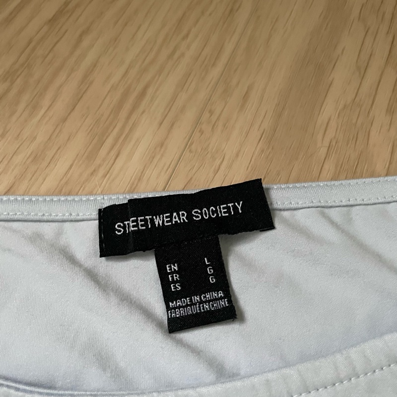 美國品牌｜Streetwear Society 前挖空上衣｜彈性長袖｜露胸｜瑜伽衣｜淺藍色｜漏胸｜二手衣-1