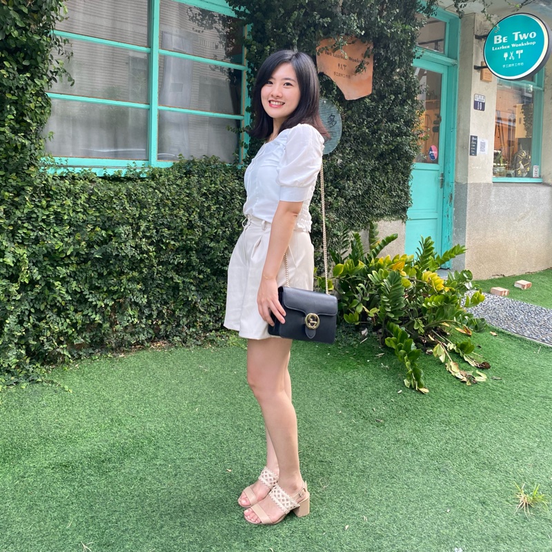 【GUCCI 雙G金扣】荔枝紋牛皮風琴包(黑)-5