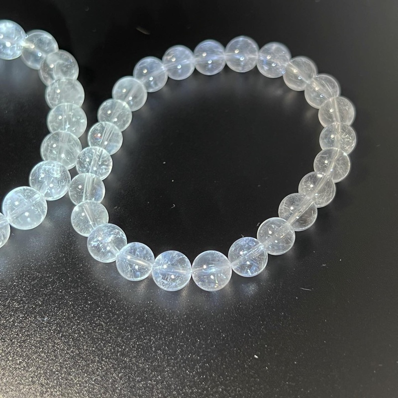 白幽靈、藍針共生水晶手珠-5