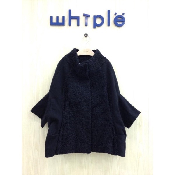 whiple深藍羊毛外套  九成五新-0