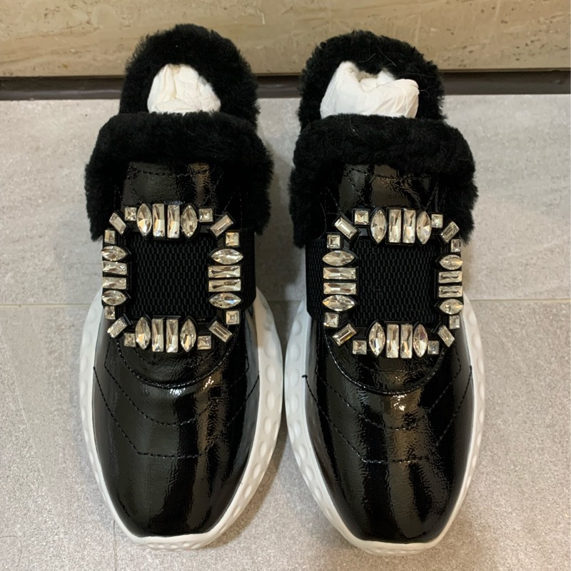 RV方鑽同款亮面黑白色老爹鞋-0