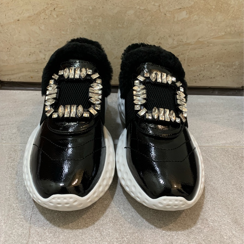 RV方鑽同款亮面黑白色老爹鞋-1
