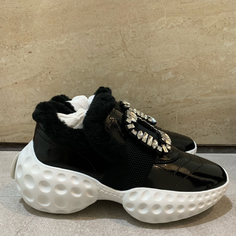 RV方鑽同款亮面黑白色老爹鞋-2