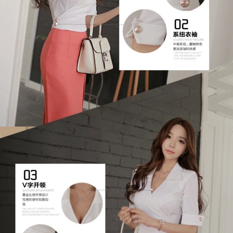 L號白色性感上衣-2