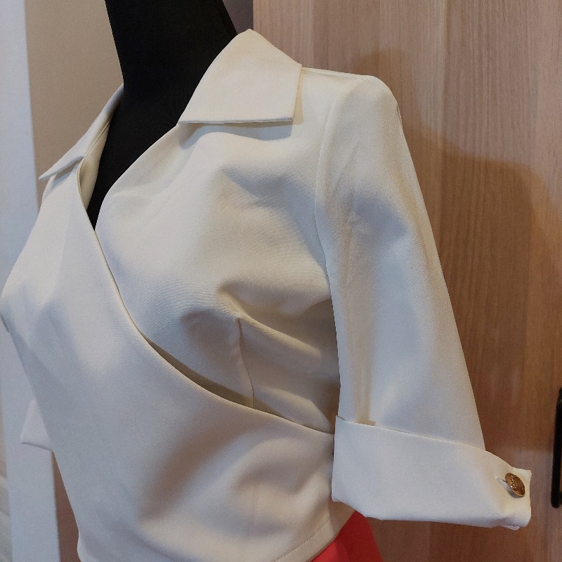 L號白色性感上衣-4