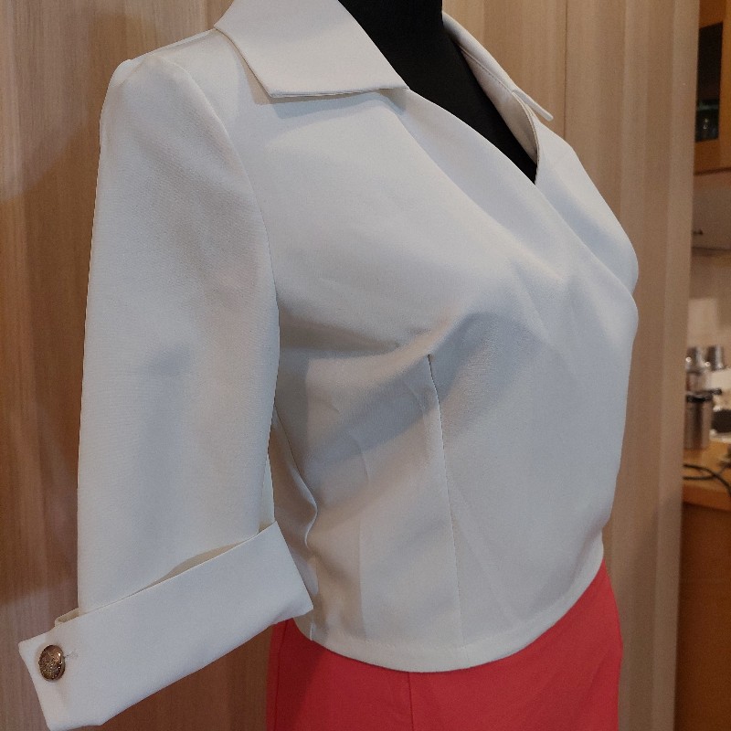 L號白色性感上衣-5