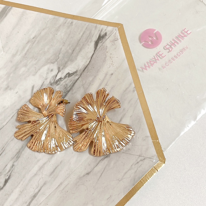 wave shine 夏日黃金女神杏子花造型耳環-4