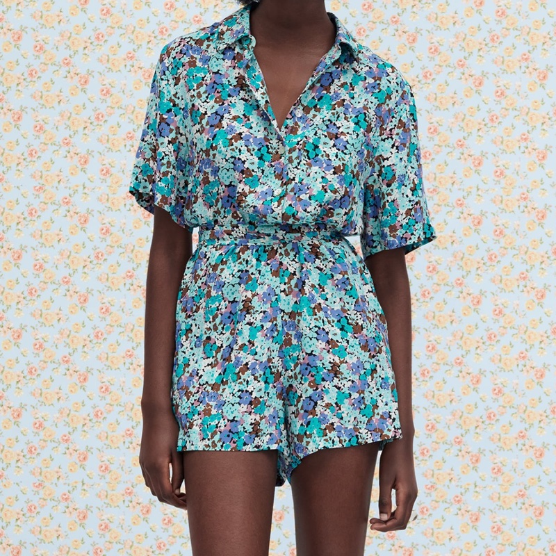 Zara 花花連身褲-2