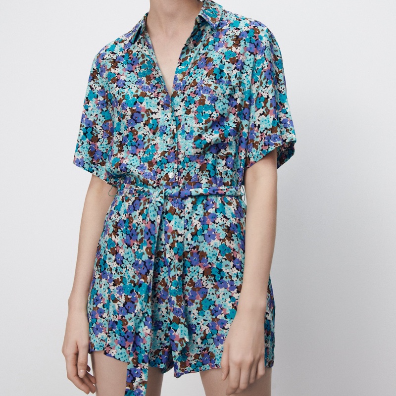 Zara 花花連身褲-3