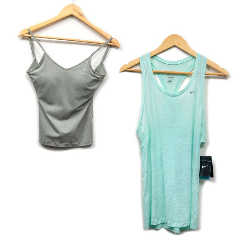 【王以甯 Ines 私服】MCASHA 綠色挖背小背心 + Nike 綠色透膚背心-0