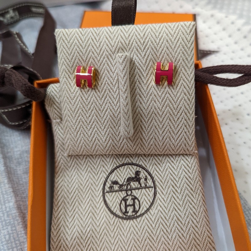 （全新）Hermes Mini Pop H 耳環 - 桃金-0