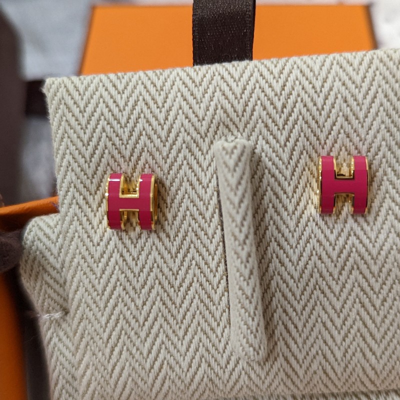 （全新）Hermes Mini Pop H 耳環 - 桃金-4