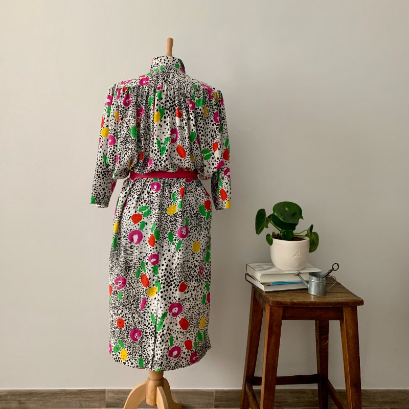 歐洲古著 義大利製 抽象印花 洋裝-6