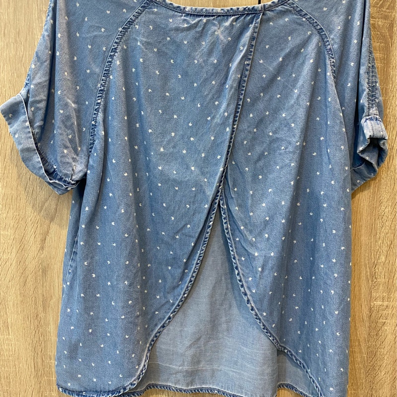 二手｜forever 21丹寧短袖上衣-美背又遮肚～M-2