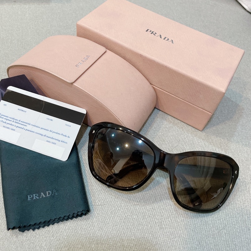 真品prada咖啡色玳瑁色時尚太陽眼鏡墨鏡-0