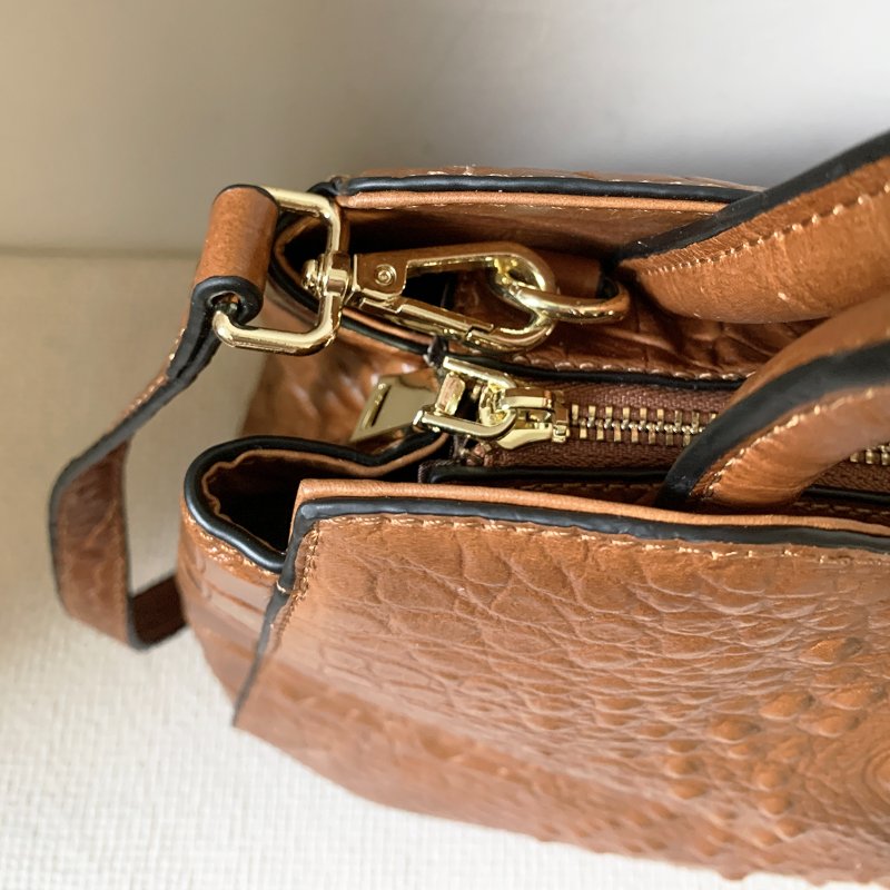 MILANO MODA 厚質牛皮鱷魚紋壓印手提包 側背包 硬挺大容量 真皮醫生包【壽司羊羊】二手包-3