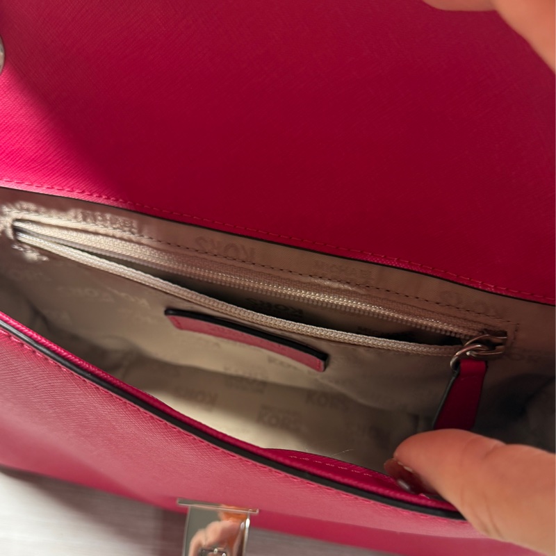 MICHAEL KORS TINA 花朵翻蓋鍊帶肩背/斜背包(中/覆盆莓粉)-10