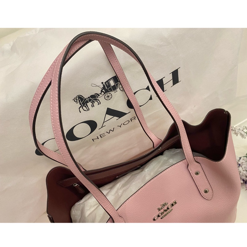 正品✨COACH 蔻馳大號托特包肩背包 櫻花粉🌸-2