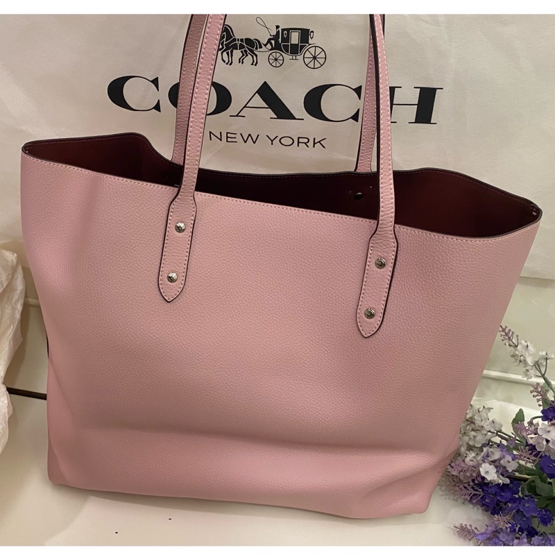 正品✨COACH 蔻馳大號托特包肩背包 櫻花粉🌸-4