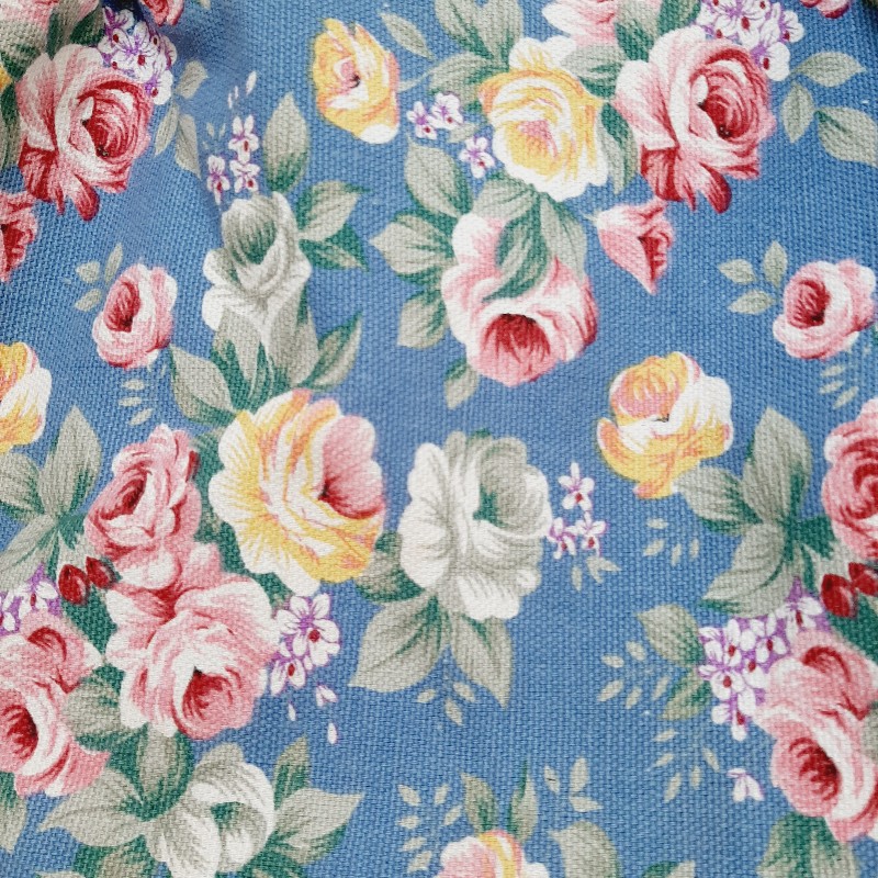 英倫風藍色黃粉色玫瑰花布包-1
