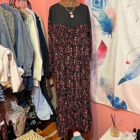 拼接碎花長洋裝
