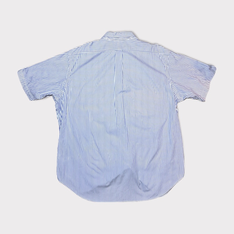 顛復古⚡️Polo Ralph Lauren 藍色條紋藍馬logo短袖襯衫❤️男女皆可-6