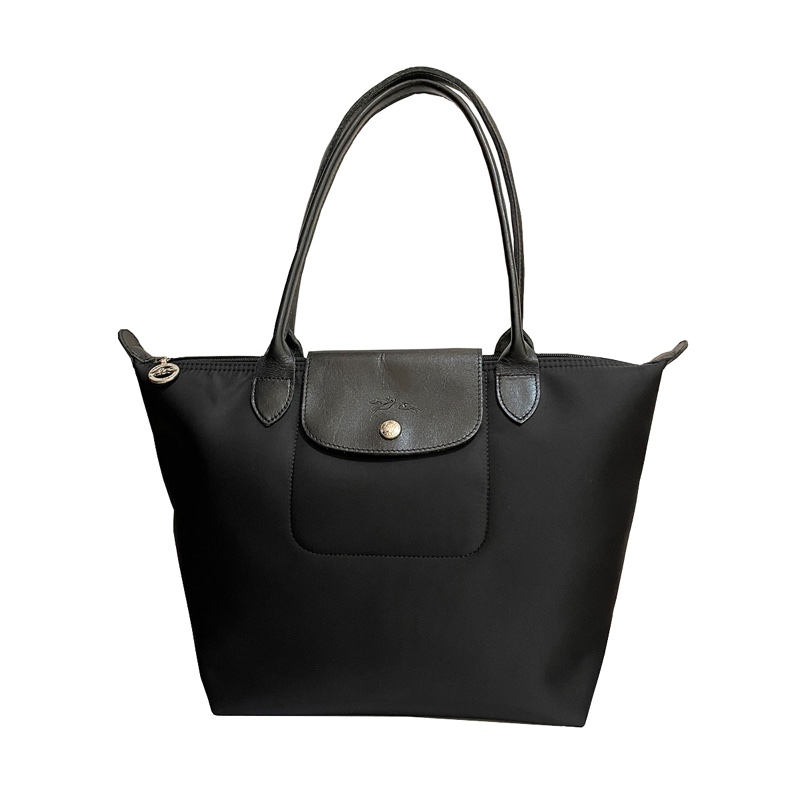 Longchamp Le Pliage黑色厚尼龍托特包(S號)-0
