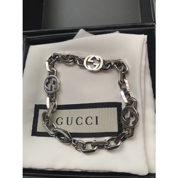 GUCCI  Interlocking G 手鍊 銀色🤍-0