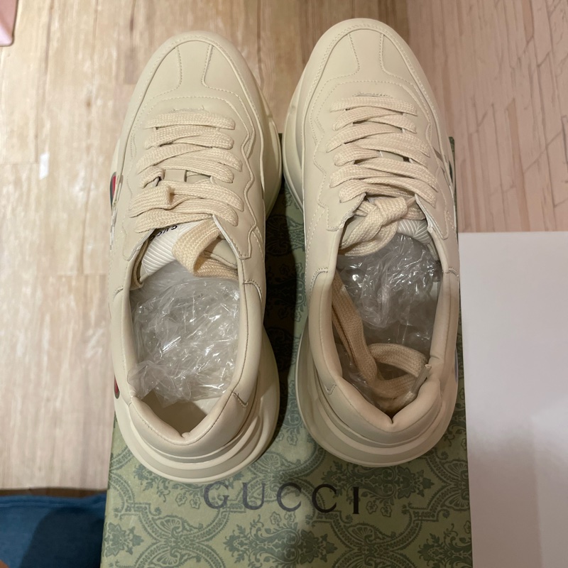 Rhyton Gucci標誌皮革運動鞋-3