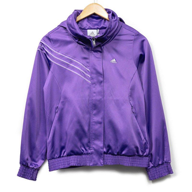 【卓文萱私服】adidas CLIMALITE 紫色緞面連帽外套-0